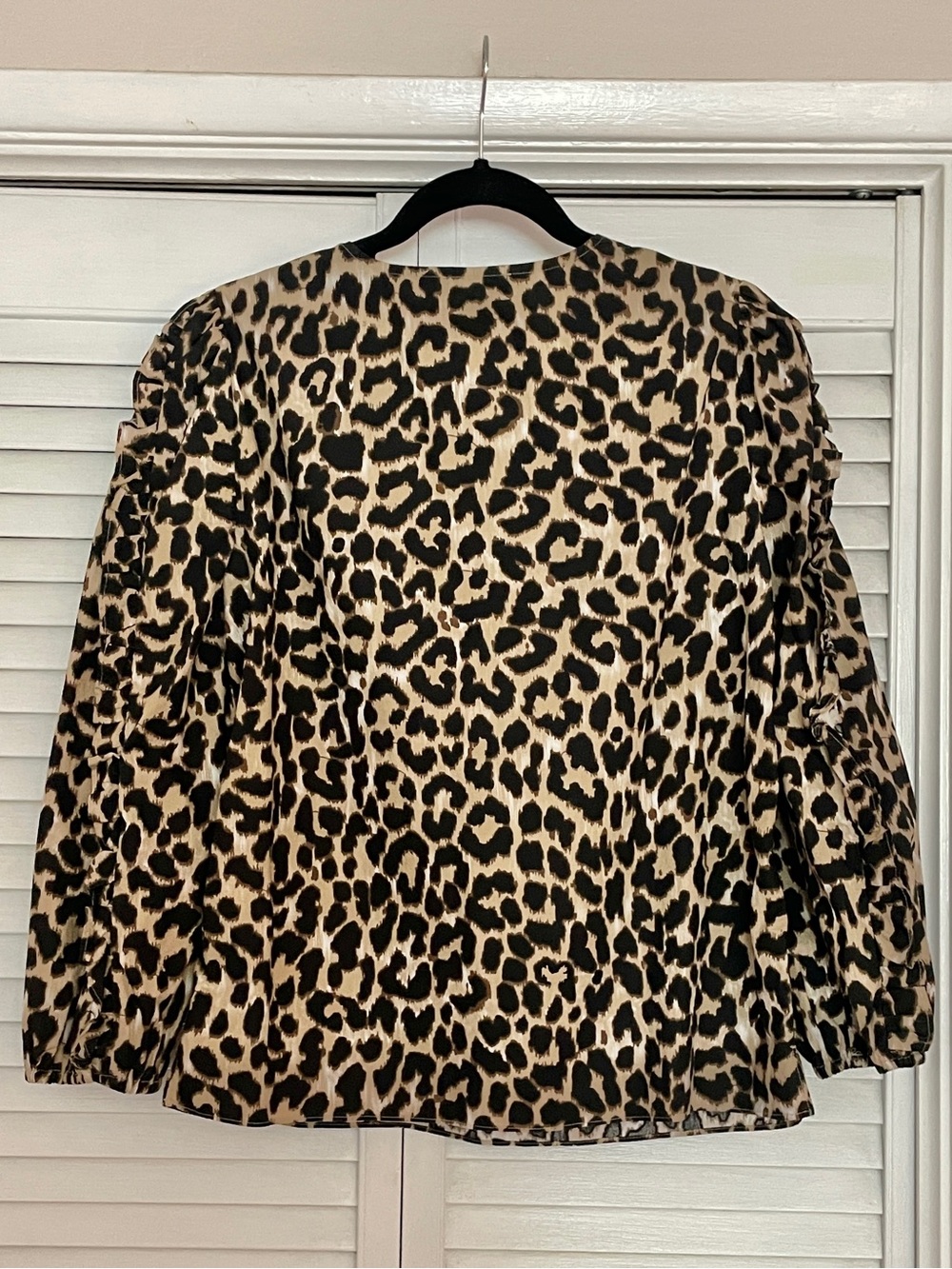 J. Crew Leopard Print Puff Sleeve Blouse - Beige & Black